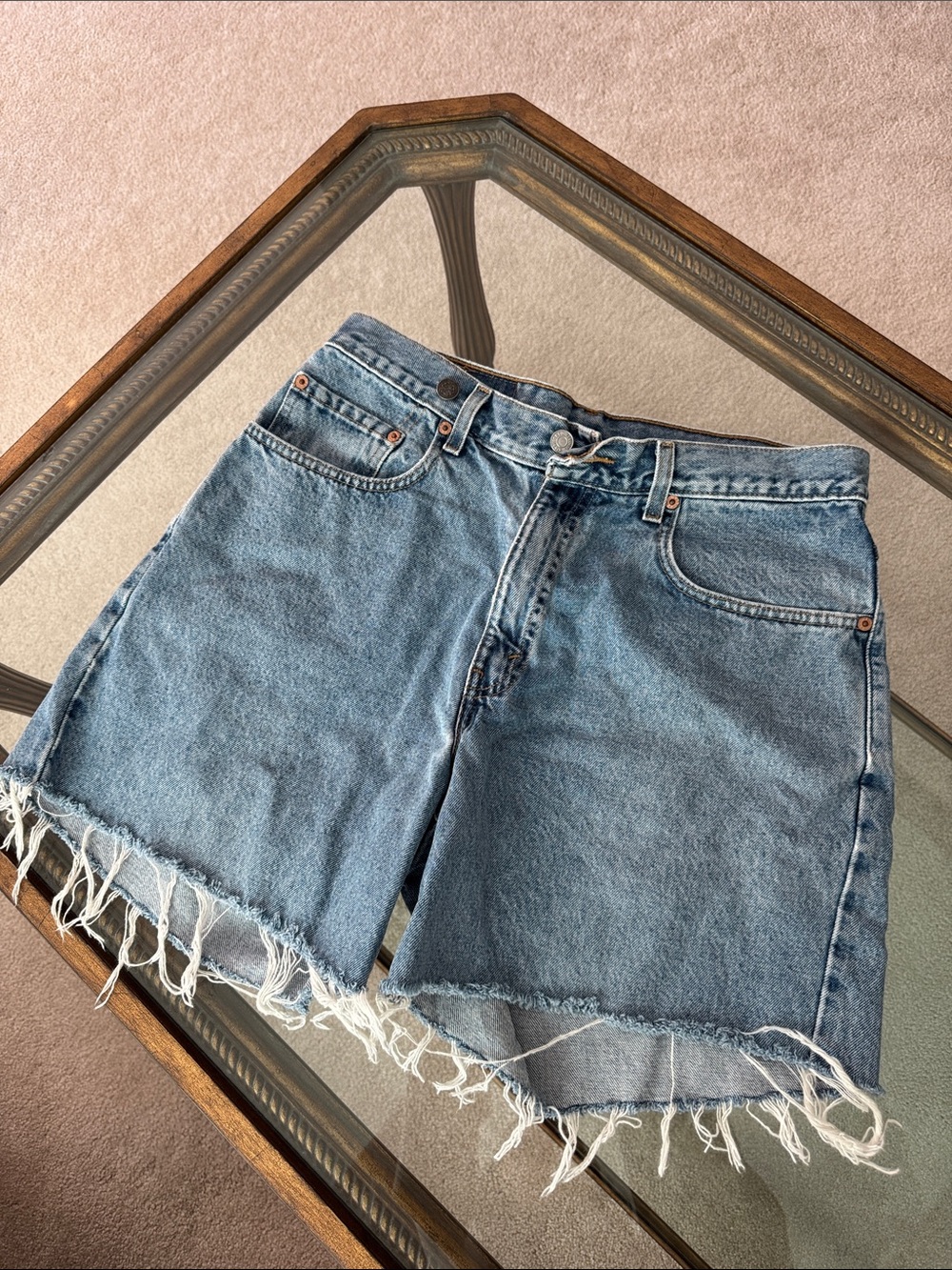 Levi's Light Blue Distressed Denim Shorts